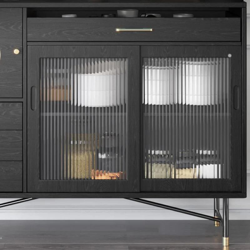 Zwart Glam Buffet Sideboard Doors Cabinets Drawers Dining Buffet voor 6 Personen 61l