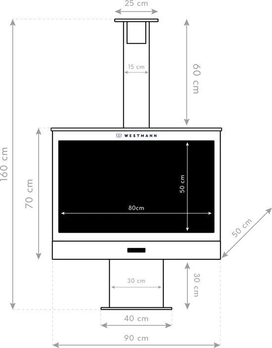 Westmann Barbecue en Open Haard Staal vuurkorf 50x90x160 cm WMLG868-B