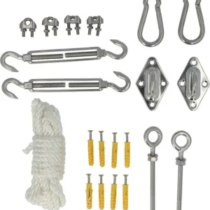 4gardenz® 29 delige Schaduwdoek Bevestigingset RVS-Nylon Paal-Muur