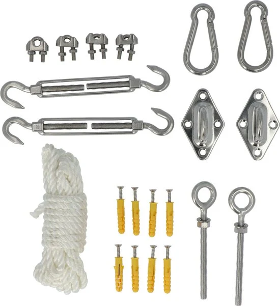 4gardenz® 29 delige Schaduwdoek Bevestigingset RVS-Nylon Paal-Muur