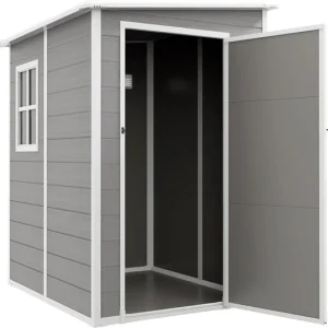 4goodz Aluminium Aanbouw Tuinschuur - 122x149x192-177 cm - Grijs-Wit