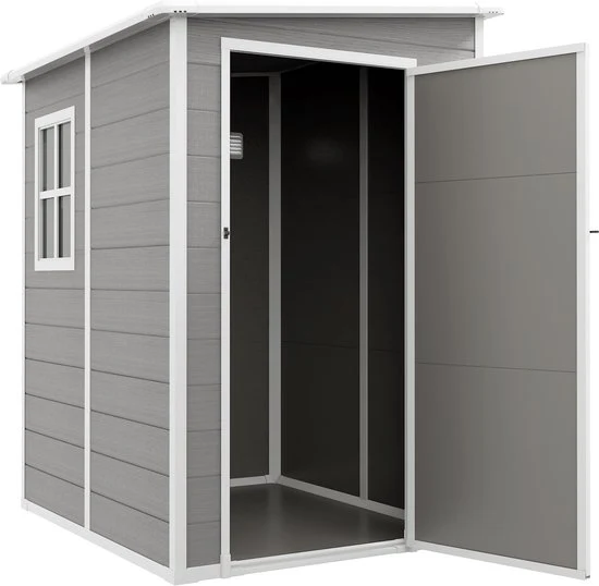 4goodz Aluminium Aanbouw Tuinschuur - 122x149x192-177 cm - Grijs-Wit