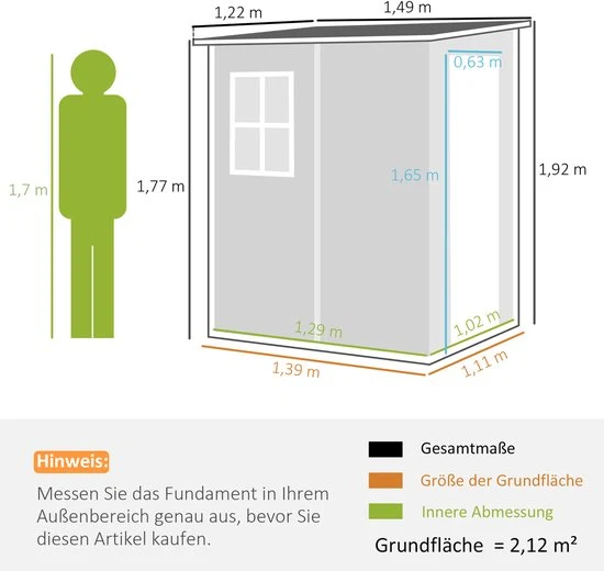4goodz Aluminium Aanbouw Tuinschuur - 122x149x192-177 cm - Grijs-Wit