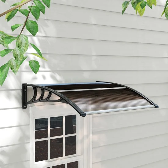 4goodz Deurluifel Afdak 80x120 cm - Overkapping polycarbonaat - Bruin