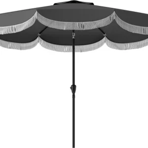 4goodz Kantelbare Parasol met Volant 269 cm - Donkergrijs