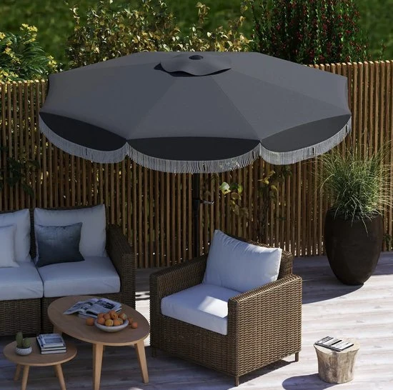 4goodz Kantelbare Parasol met Volant 269 cm - Donkergrijs