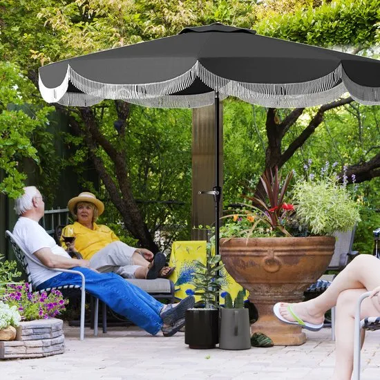 4goodz Kantelbare Parasol met Volant 269 cm - Donkergrijs