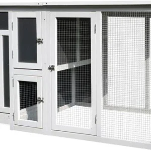 4goodz Kippenhok met Nestkast met 2 Compartimenten Hout - Grijs-Wit