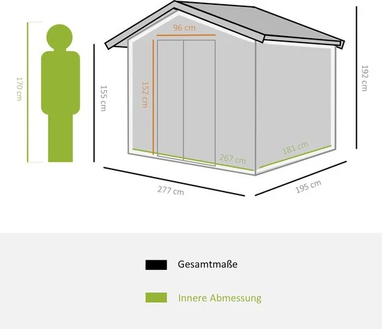 4goodz Tuinhuis Gereedschapsschuur met Vloerconstructie - 277x195x192 cm