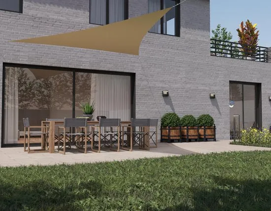 hanSe® Schaduwdoek Driehoek Gelijkbenig Waterdoorlatend 2,5x2,5x3,5 m Creme