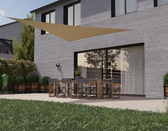 hanSe® Schaduwdoek Driehoek Gelijkbenig Waterdoorlatend 2,5x2,5x3,5 m Creme
