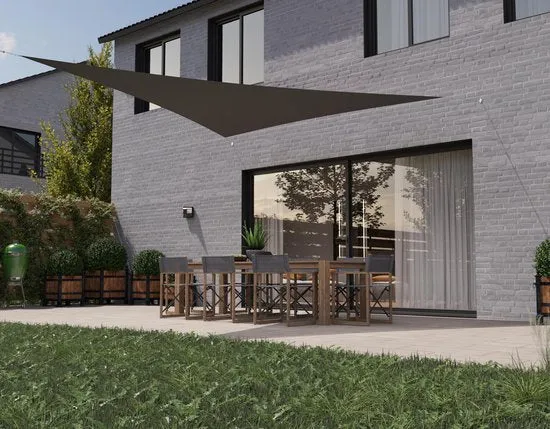 hanSe® Schaduwdoek Driehoek Gelijkbenig Waterdoorlatend 3,5x3,5x4,95 m Grijs