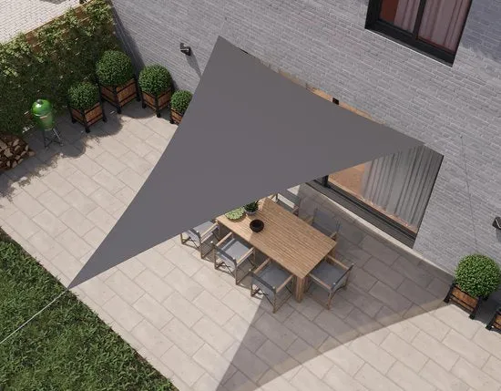hanSe® Schaduwdoek Driehoek Gelijkbenig Waterdoorlatend 3,5x3,5x4,95 m Grijs