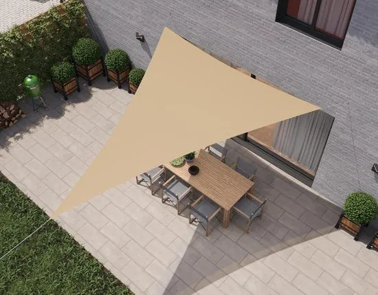 hanSe® Schaduwdoek Driehoek Gelijkbenig Waterdoorlatend 3,5x3,5x4,95 m Zand