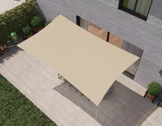 hanSe® Schaduwdoek Rechthoek Waterafstotend 3x4,5 m Zonnedoek Creme