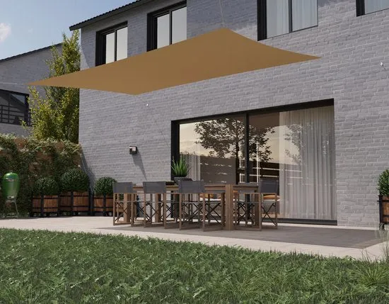 hanSe® Schaduwdoek Rechthoek Waterafstotend 3x4,5 m Zonnedoek Creme