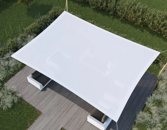 hanSe® Schaduwdoek Rechthoek Waterdoorlatend 6x8 m Zonnedoek Wit