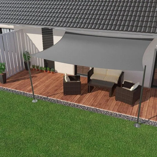 HanSe® Schaduwdoek Rechthoek Waterdoorlatend m - zonnedoek Grijs