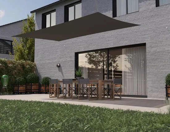 HanSe® Schaduwdoek Rechthoek Waterdoorlatend m - zonnedoek Grijs