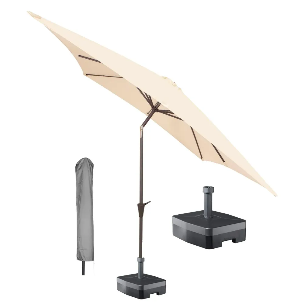 Kopu® Altea Parasolset Vierkant 230x230 cm met Hoes en Voet - Creme