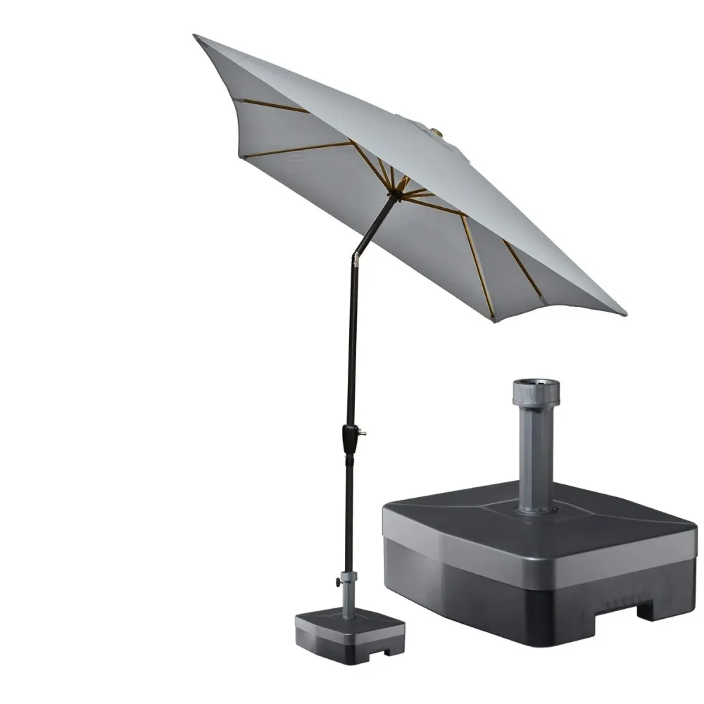 Kopu® Bilbao Parasolset Rechthoekig 150x250 cm met Voet - Lichtgrijs