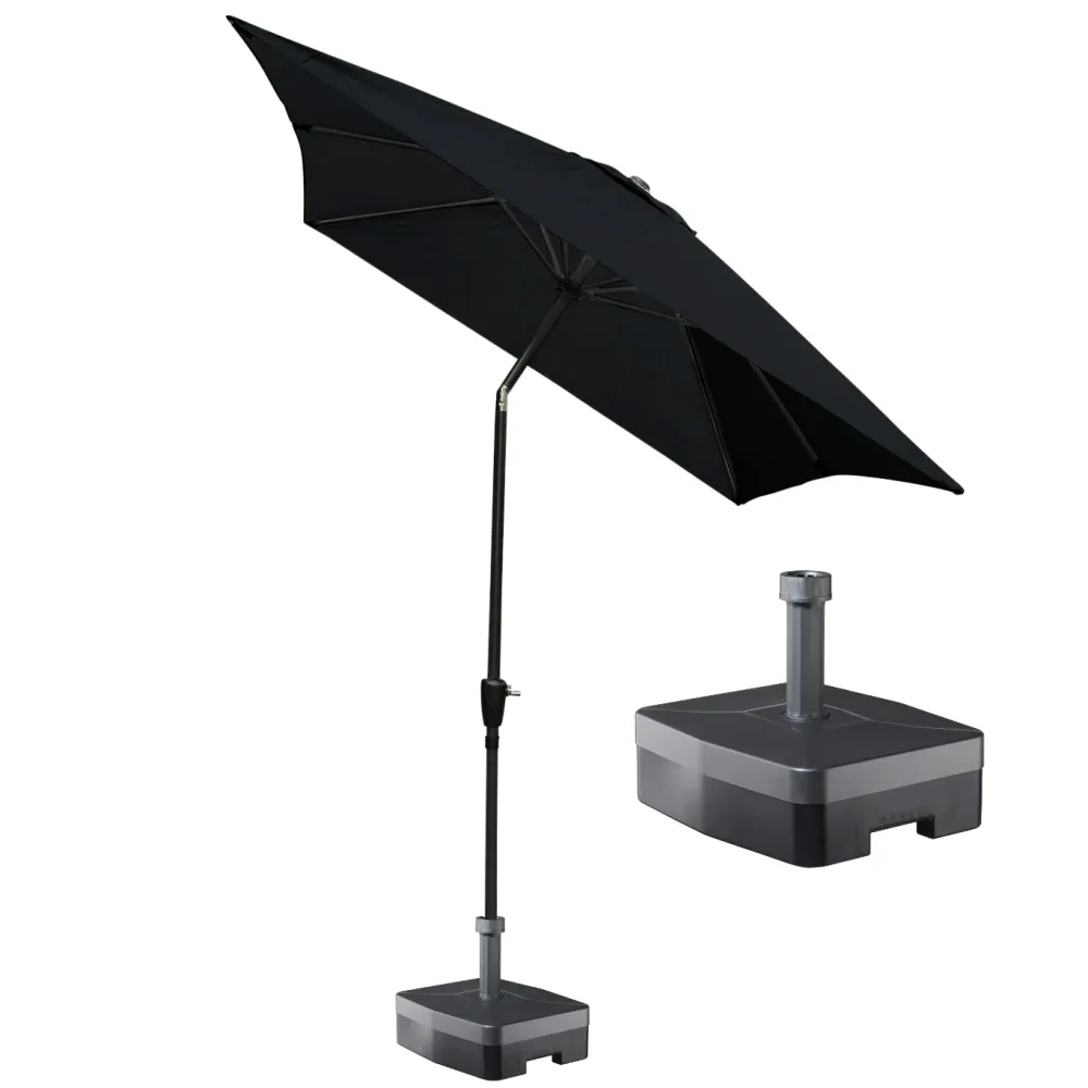 Kopu® Bilbao Parasolset Rechthoekig 150x250 cm met Voet - Zwart