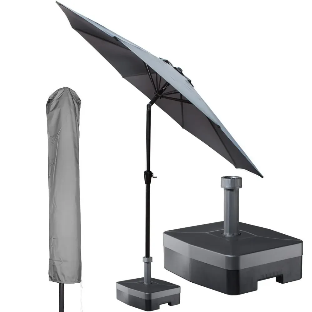 Kopu® Calma Parasolset Rond 300 cm met Hoes en Voet - Grijs