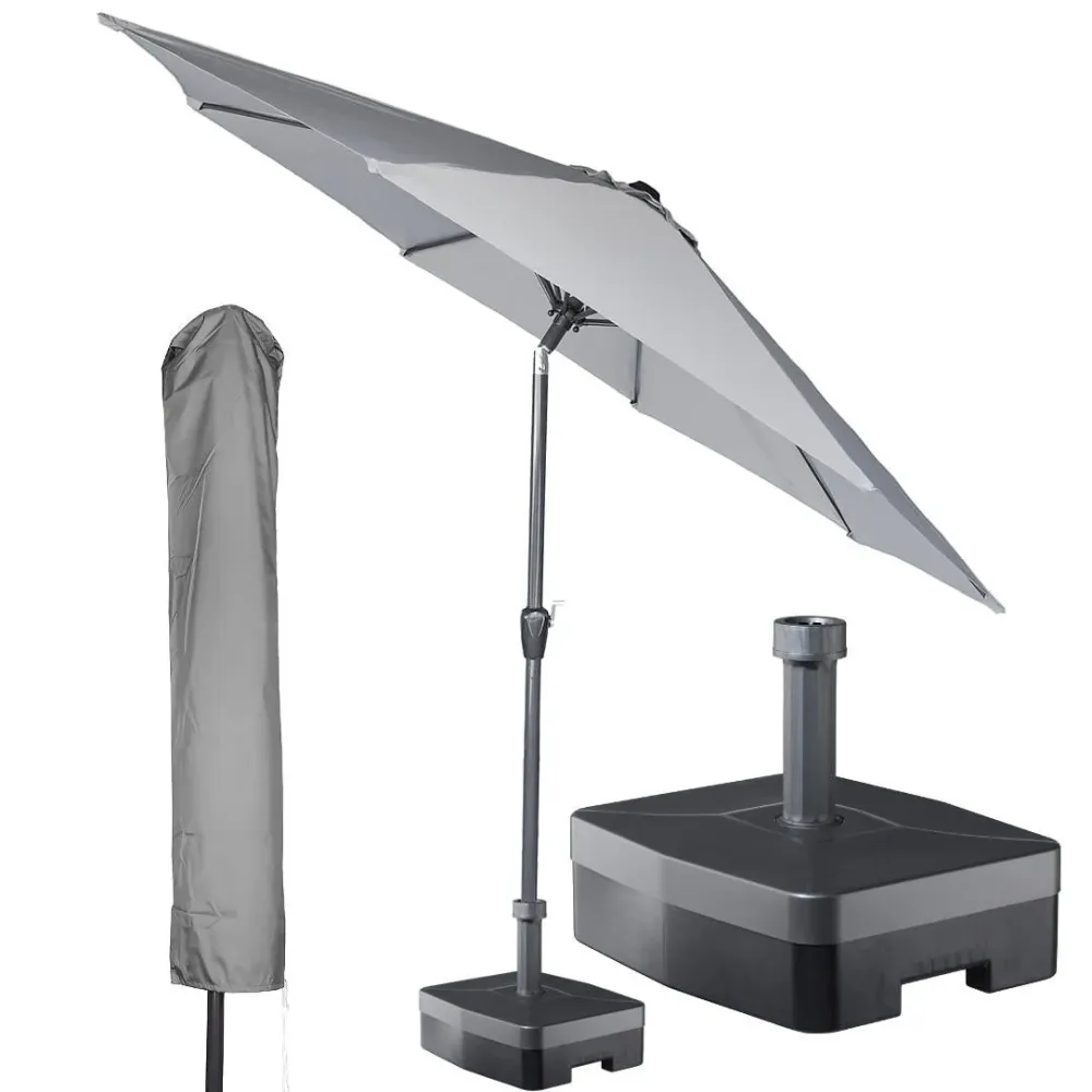 Kopu® Calma Parasolset Rond 300 cm met Hoes en Voet - Lichtgrijs