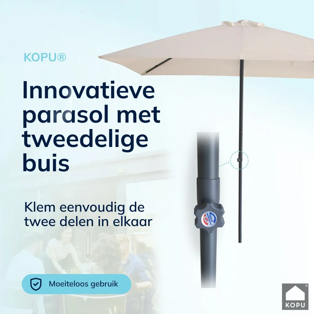 Kopu® Leon Parasol Rechthoek 150x250 cm - Balkonparasol met Hoes - Creme