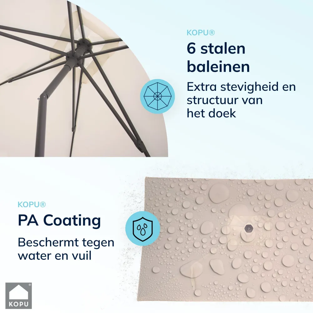 Kopu® Leon Parasol Rechthoek 150x250 cm - Balkonparasol met Hoes - Creme