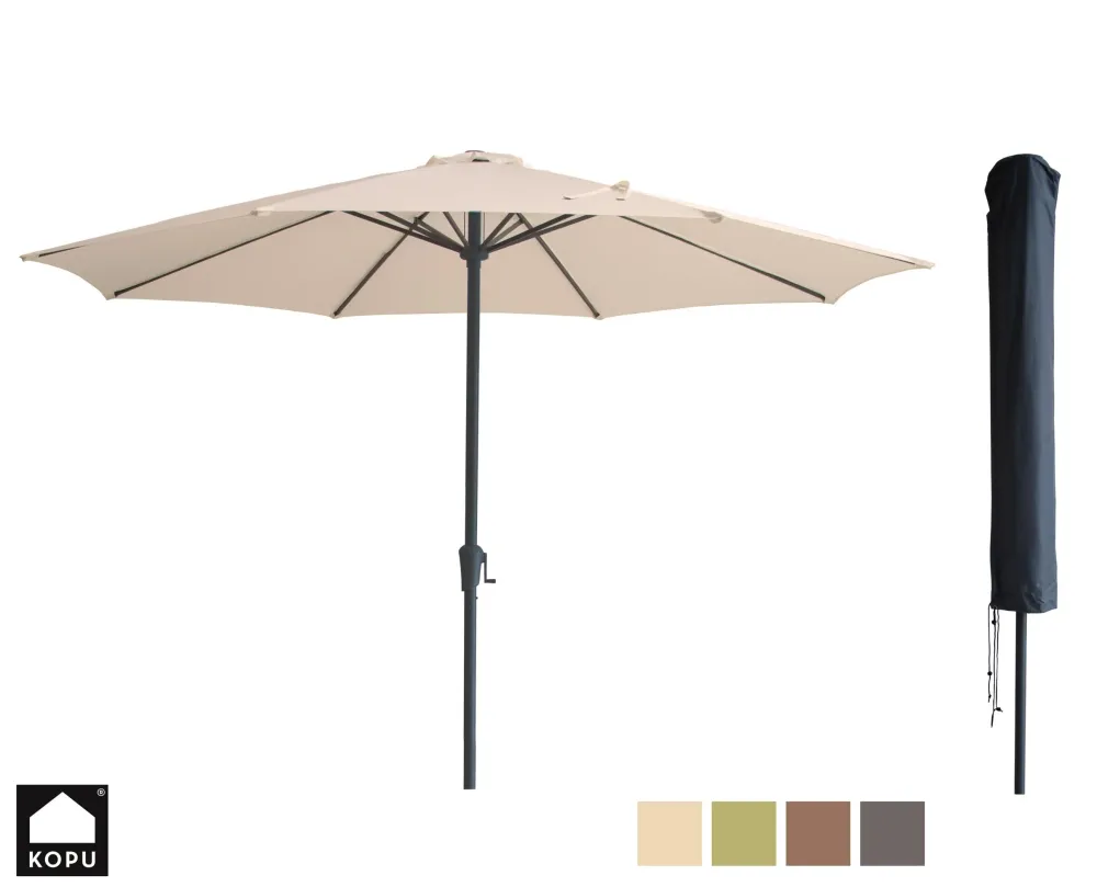 Kopu® Madrid 350 cm Grote Parasol Rond met Beschermhoes - Creme
