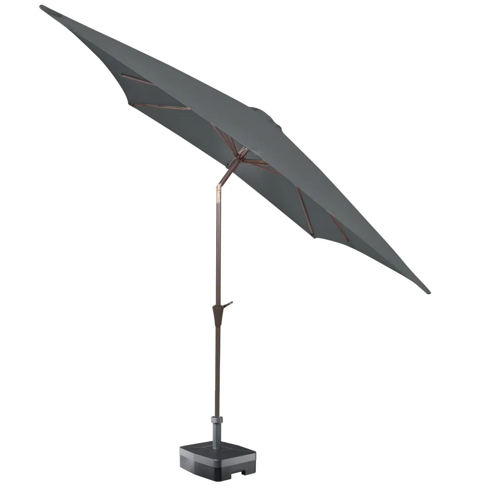 Kopu® Malaga Parasolset Vierkant 200x200 cm met Hoes en Voet - Grijs