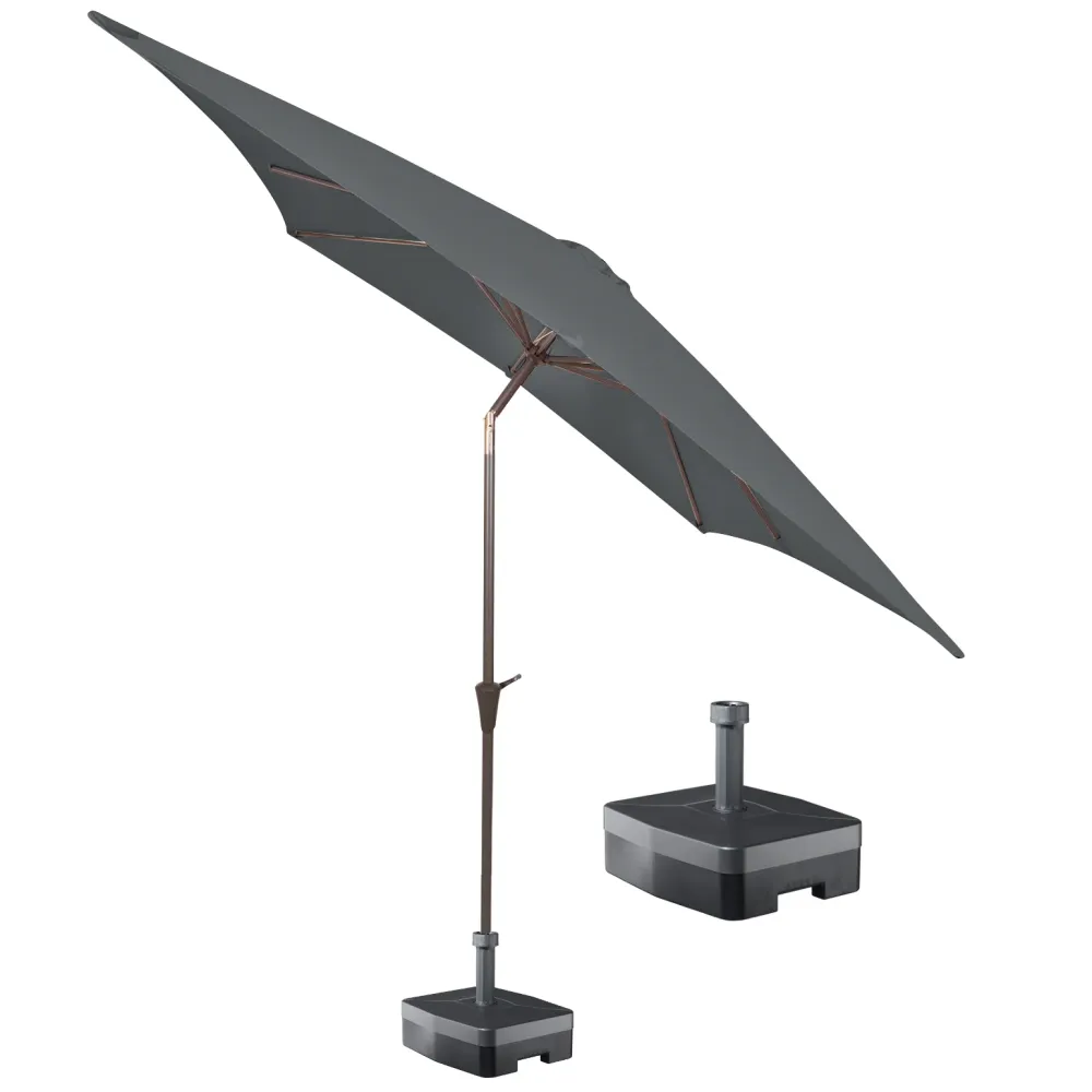 Kopu® Malaga Parasolset Vierkant 200x200 cm met Voet - Grijs