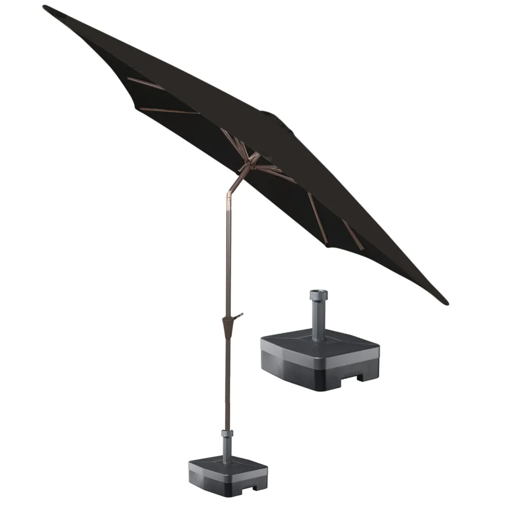 Kopu® Malaga Parasolset Vierkant 200x200 cm met Voet - Zwart