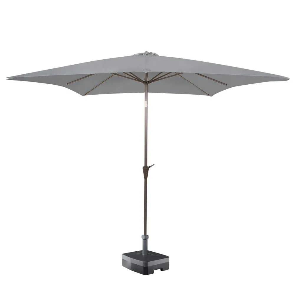 Kopu® Malaga Parasolset Vierkant 200x200 cm met Hoes en Voet - Lichtgrijs
