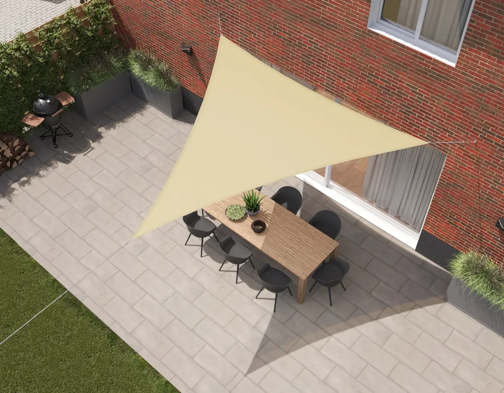 Kopu® Schaduwdoek Driehoek 3,6x3,6x3,6 mtr Waterdicht 230 grams Creme