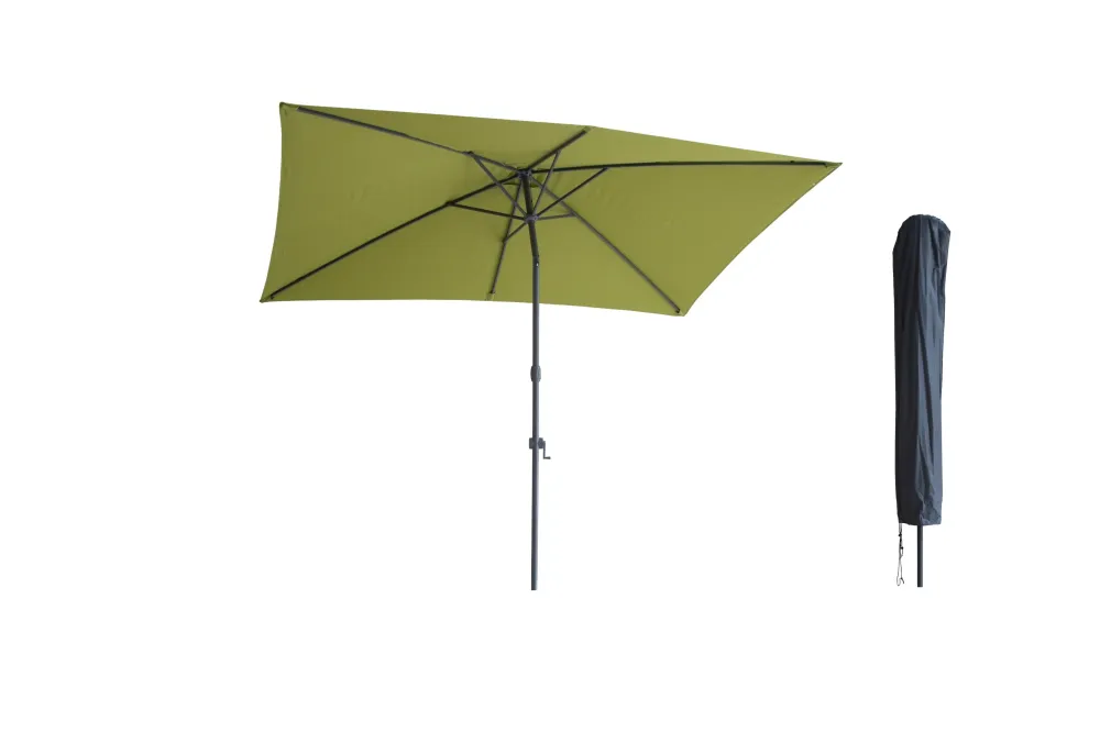 Kopu® Sevilla Parasol Rechthoek 200x300 cm met Hoes - Balkonparasol Olijfgroen