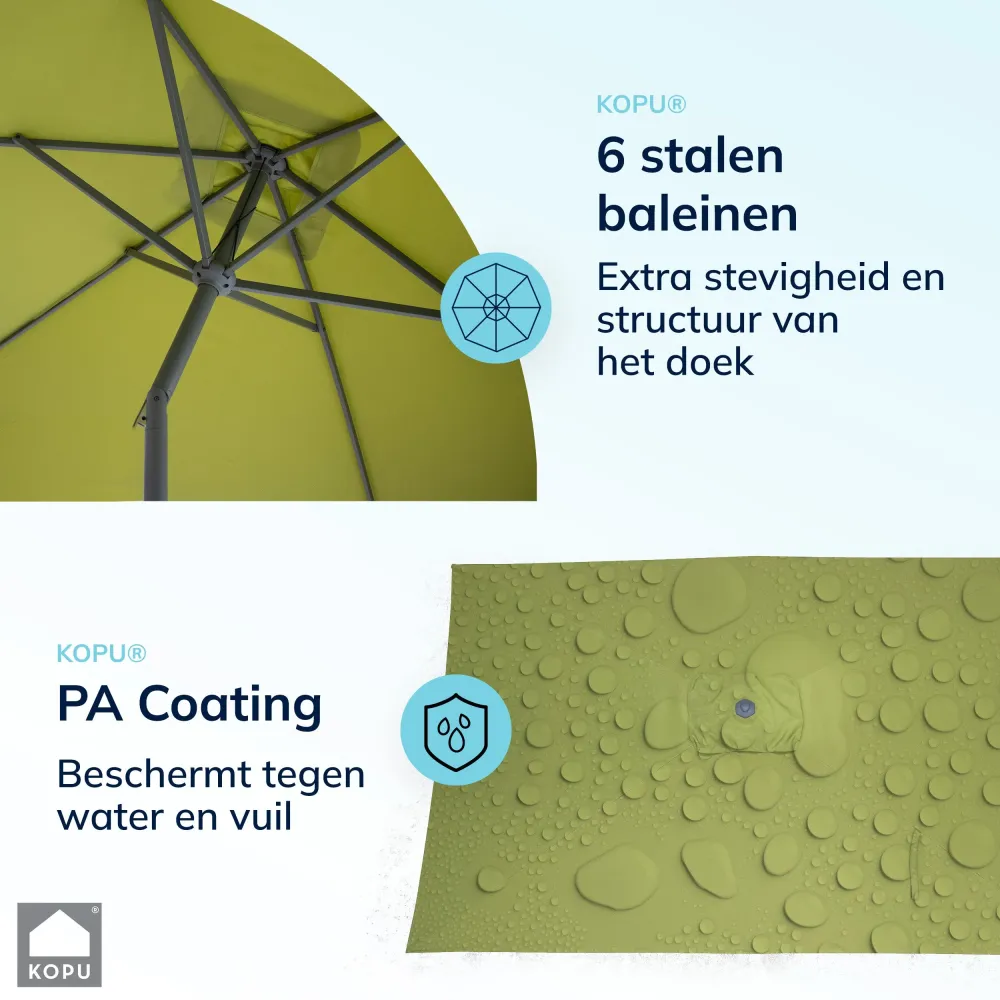 Kopu® Sevilla Parasol Rechthoek 200x300 cm met Hoes - Balkonparasol Olijfgroen