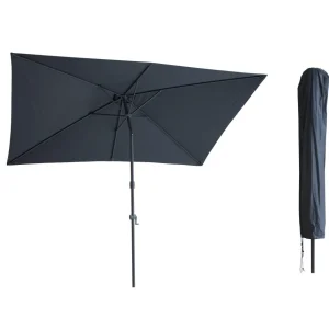 Kopu® Sevilla Parasol Rechthoek 200x300 cm met Hoes - Balkonparasol Grijs