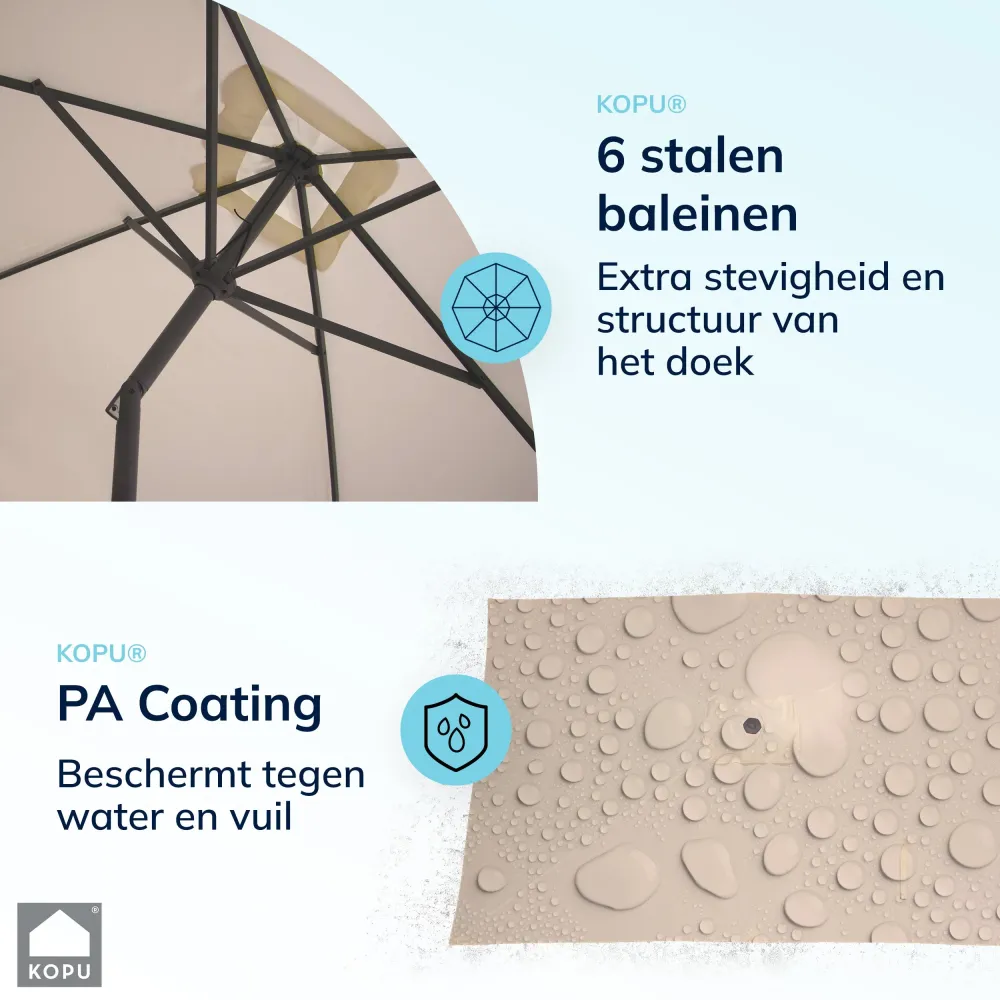 Kopu® Sevilla Parasol Rechthoek 200x300 cm met Hoes - Balkonparasol Creme