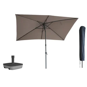 Kopu® Sevilla Parasol Rechthoek 200x300 cm met Hoes en voet - Balkonparasol Taupe