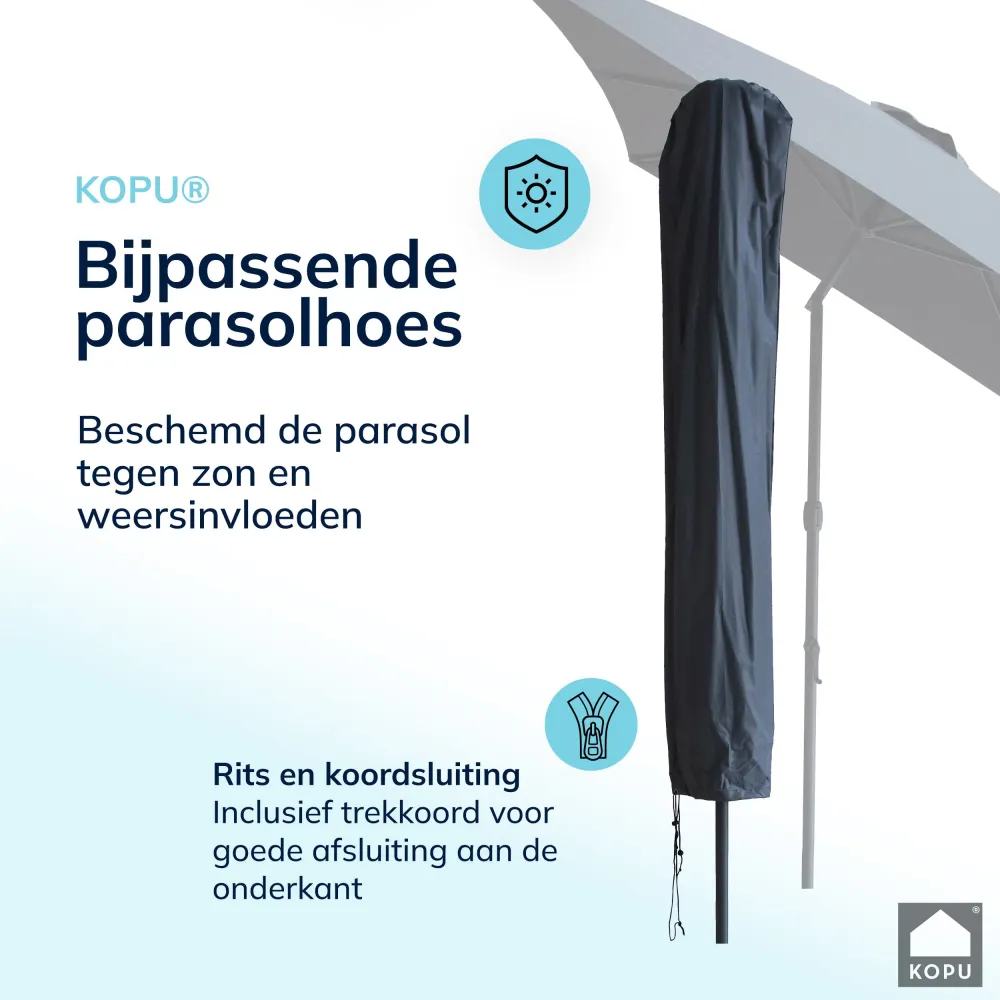 Kopu® Sevilla Parasol Rechthoek 200x300 cm met Hoes en Voet Grijs