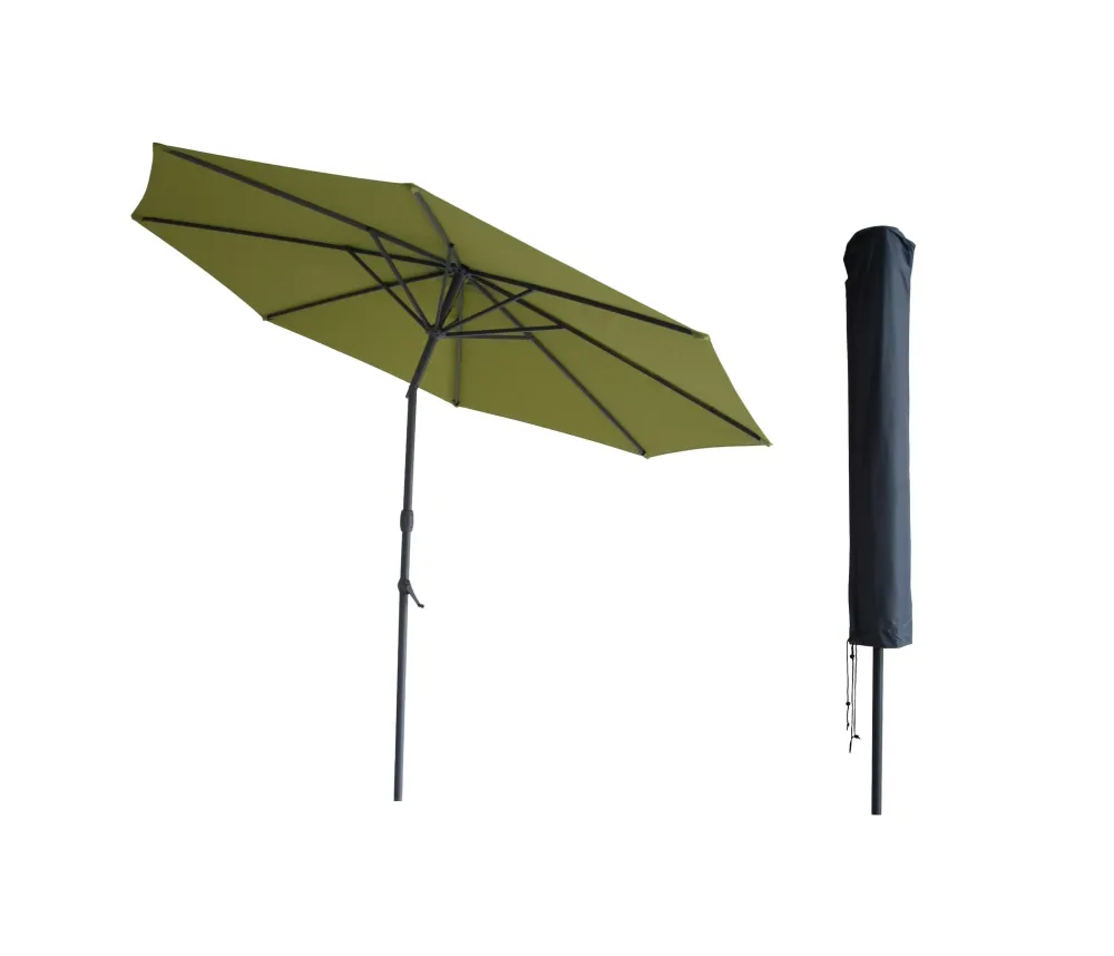 Kopu® Valencia Parasol Rond 300 cm met Beschermhoes - Olijfgroen