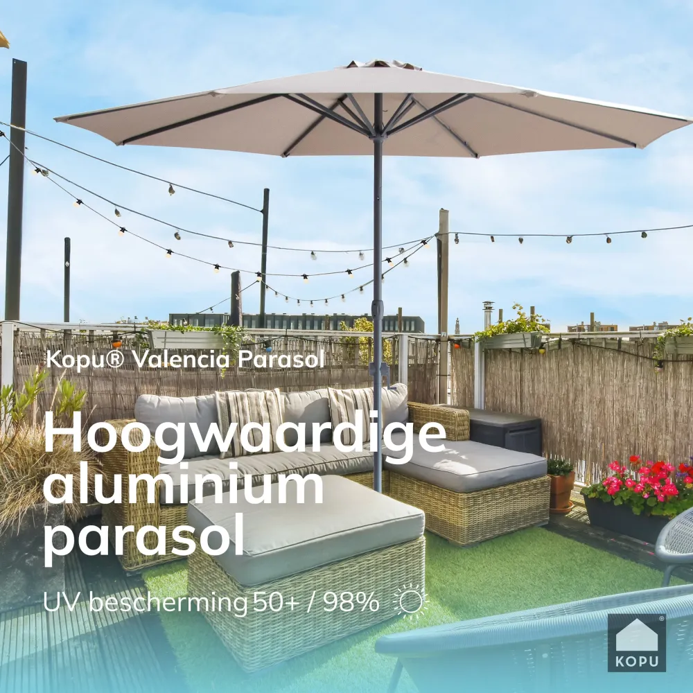 Kopu® Valencia Parasol Rond 300 cm met Beschermhoes - Taupe