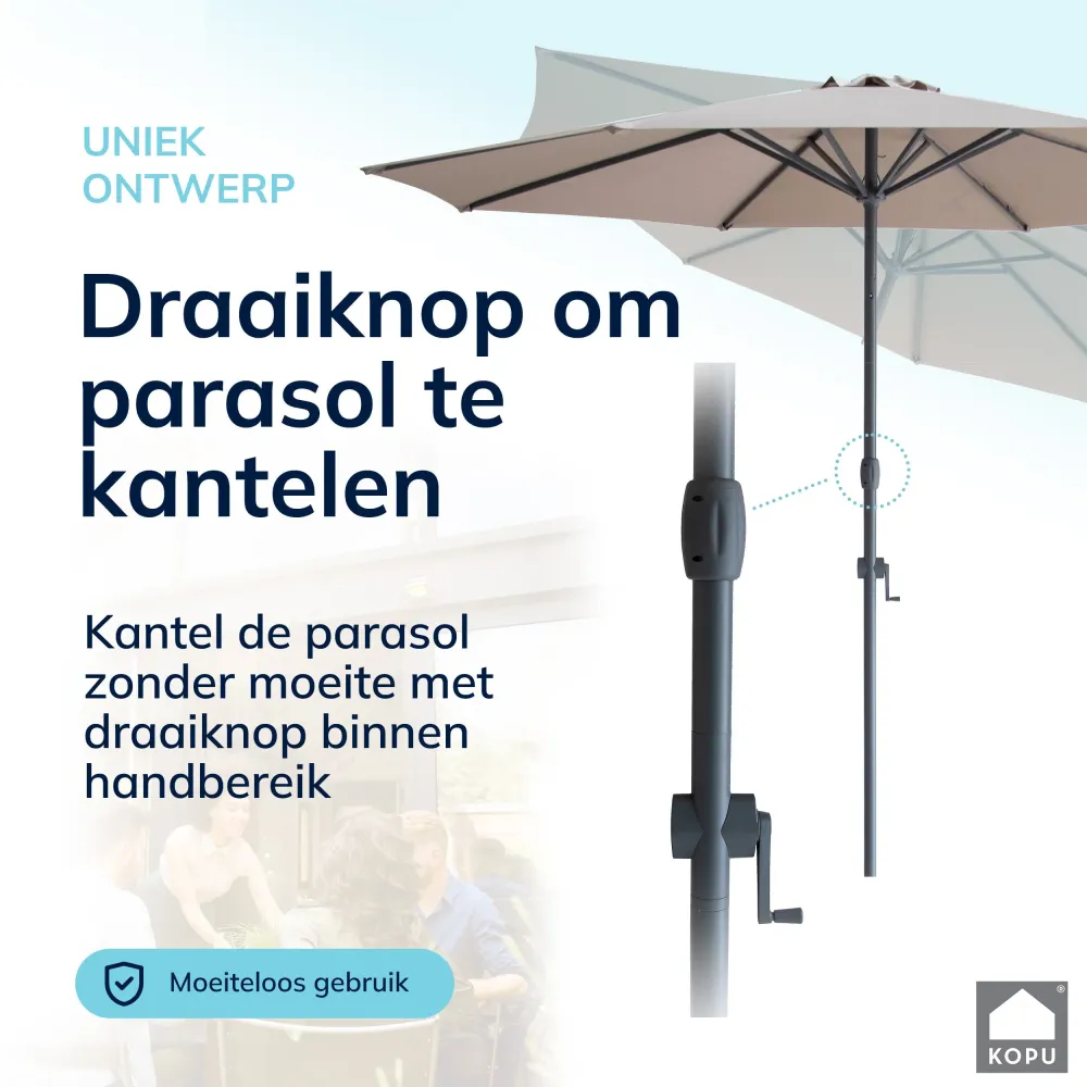 Kopu® Valencia Parasol Rond 300 cm met Beschermhoes - Taupe