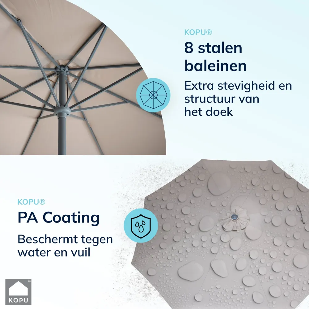 Kopu® Valencia Parasol Rond 300 cm met Beschermhoes - Taupe