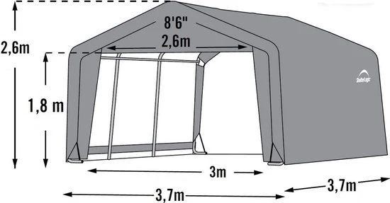 ShelterLogic® Opslagtent SL70443 - 370x370x260 cm - Grijs