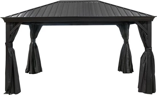 Sojag Aluminium paviljoen Marsala 1216 - Hardtop Gazebo met klamboe 363x483x293 cm - Antraciet