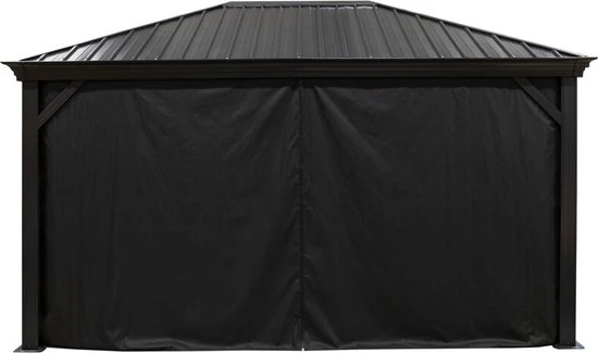 Sojag Aluminium paviljoen Marsala 1216 - Hardtop Gazebo met klamboe 363x483x293 cm - Antraciet