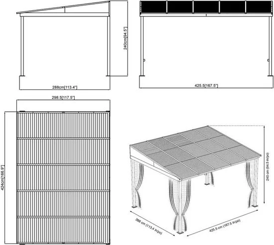 Sojag Aluminium terrasoverkapping Portland 288x426x240cm - antraciet